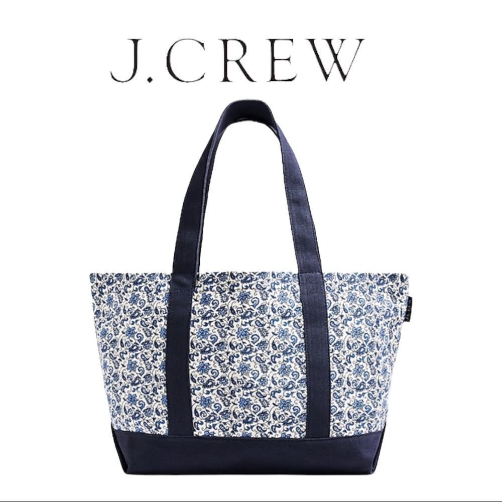 J. Crew Women's Structured Blue Canvas Tote Bag